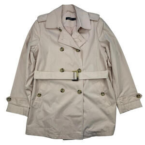 Lauren Ralph Lauren Double-Breasted Belted Trench Coat Pink Size L